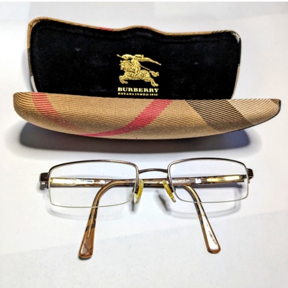 Burberry Vintage Half Rimless Eye Glasses with Case -Authentic - Picture 1 of 8